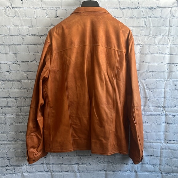 Italian Camel Leather‎ Zip Up Jacket Made by CURGÈ size Mens Large NWT #3 - Picture 3 of 7